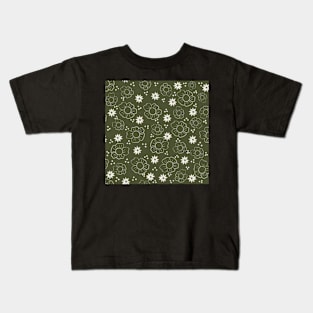 Botanical Olive and White Pattern Kids T-Shirt